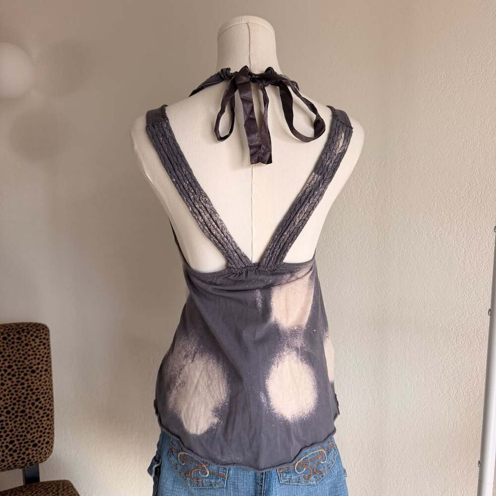 Free People Tie Dye Halter Tank Top Gray XS